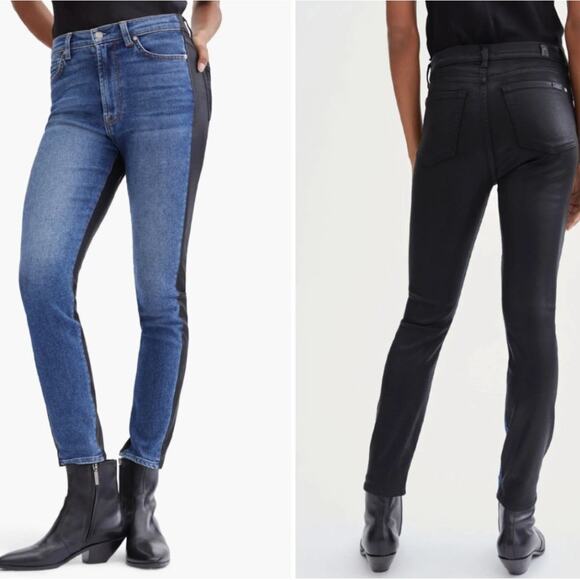 7 for all mankind The High Waist Ankle Skinny Two-Toned Jeans Size 32 - Picture 1 of 13